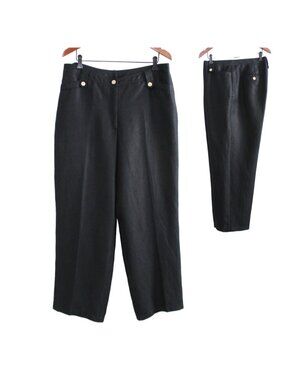 Conrad C Linen-blend Straight Leg High-rise Trousers, Petite